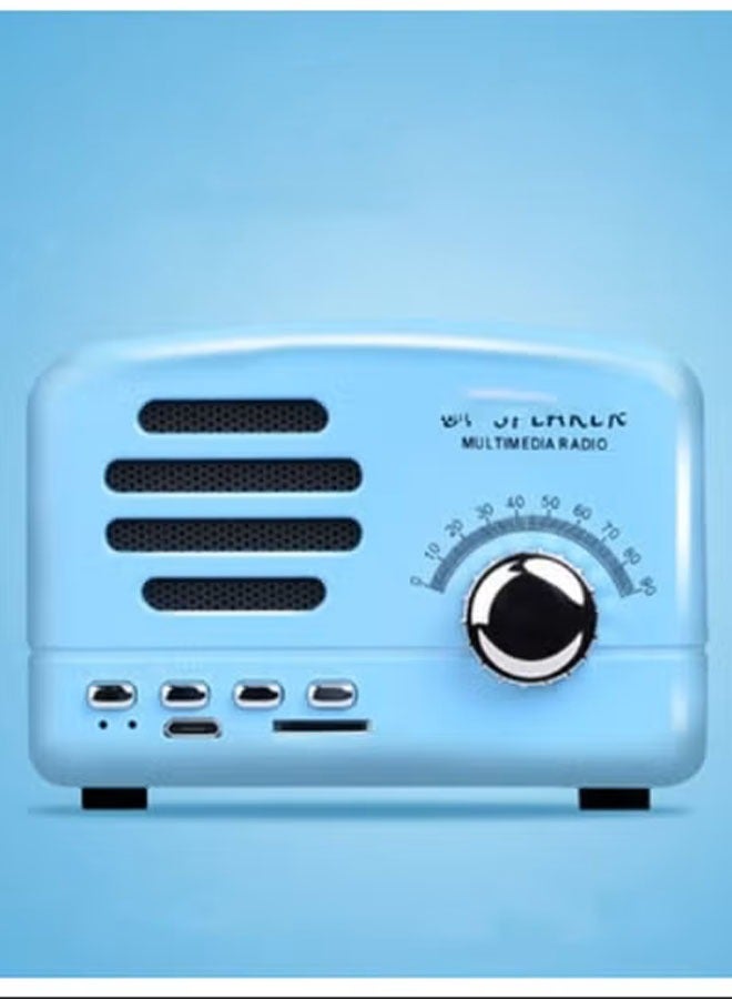 نيوترل مكبر صوت بلوتوث صغير رجعي صغير الحجم وسهل الحمل، مثالي للاستماع إلى الموسيقى والرد على المكالمات. مثالي لحفلات أعياد الميلاد والوجبات في الهواء الطلق والحفلات والمناسبات المماثلة. (أزرق) - Image 1